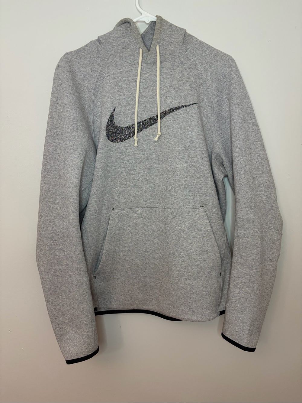 Nike Sportswear Hoodie Gray Speckled Swoosh Pullover Men’s Small CK2976-902
